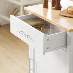 SoBuy keittiösaareke valkoinen FKW102-WN - 6