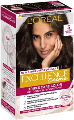 L'Oréal Paris Excellence Creme 3 Dark Brown Syvä Tummanruskea kestoväri 1kpl - 2