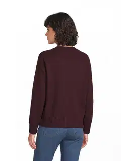 House naisten neule Fluffy-V - Burgundy - 3