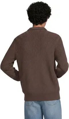 WKLY. miesten vetoketjuneuletakki acid wash CYCLO® 195W312666 - Chocolate - 3