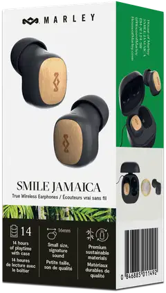 House of Marley langattomat nappikuulokkeet Smile Jamaica, musta/puu - 3