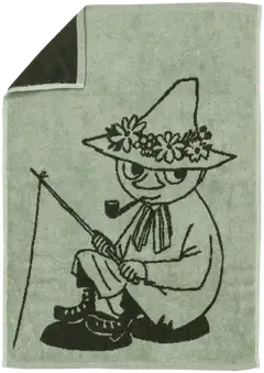 Moomin Arabia Muumikäsipyyhe 50x70 Nuuskamuikkunen vihr.GOTS - 1