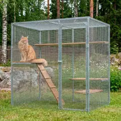 Trekker kissan ulkohäkki 2,5x1,5x1,95 m harmaa - 4