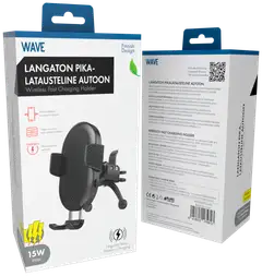 Wave Qi Autoteline 15W langattomalla pikalatauksella, Musta - 5