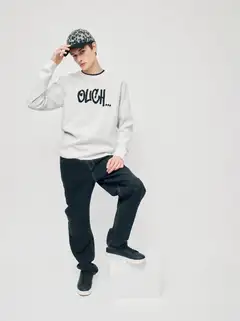 WKLY. miesten neulepusero Ough - Off white-black - 3