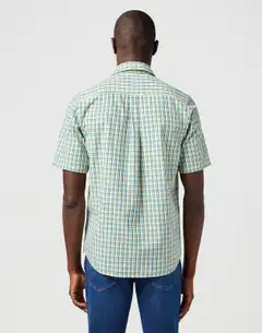 Wrangler miesten lyhythihainen kauluspaita - GREEN MULTI - 4