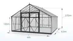 Ecoslider kasvihuone Lux DD 4.0 X 6.9 - 5