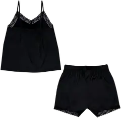 Actuelle naisten satiinipyjama 212A382527 - BLACK - 2