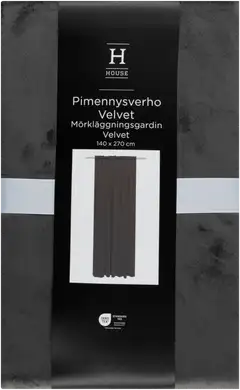 House pimennysverho Velvet 140x270 cm tummanharmaa - 1
