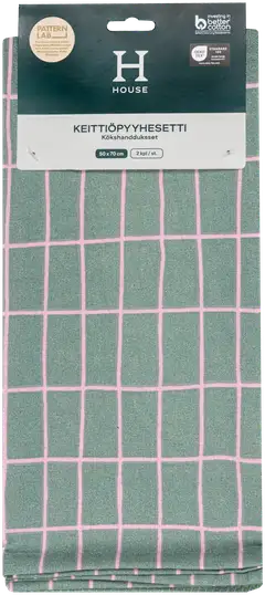 House keittiöpyyhe Elonkorjuu 50x70 cm vihreä/vaaleanpunainen 2 kpl PatternLab - 2