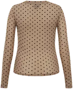 WKLY. naisten pallokuosillinen mesh-trikoopusero 213W312661 - Cafe Latte - 2