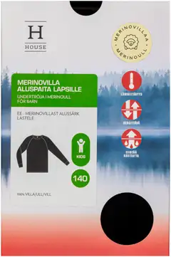 House lasten pitkähihainen aluspaita merinovillaa 231H332540 - BLACK - 4