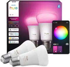 Philips Hue LED-lamppu 8.1W A60 E27 1000-20000K 1000LM säädettävä lämpimästä viileään 2 kappaletta - 2