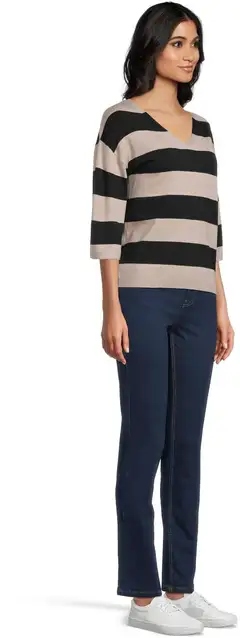 House naisten neulepusero 213H260508 - beige black stripe - 4