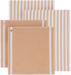 Tex Home keittiöpyyhesetti raita ja frotee 4 kpl beige - 1