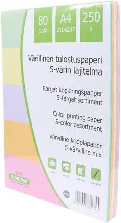 Teehoo värillinen tulostuspaperi A4 250kpl 5 väriä - 2