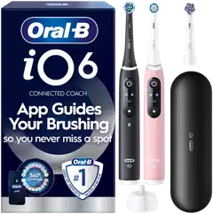 Oral-B iO6 BlackLava/PinkSand Sensitive Duo sähköhammasharja + matkakotelo + lisävaihtoharja - 1
