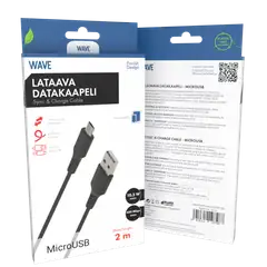 Wave Datakaapeli, MicroUSB, 2m, Musta - 1