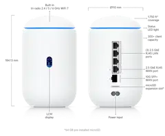 Ubiquiti WiFi 7 -pöytäyhdyskäytävä 6 GHz -tuella ja 10G SFP+ -liitännällä Dream 7 - 7