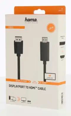 Hama Videokaapeli, DisplayPort uros - HDMI™ uros, Ultra HD 4K, 1,5 m - 2