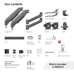 One For All DM5210 Heavy Duty Monitorivarsi kahdelle näytölle, musta - 14