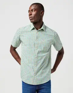 Wrangler miesten lyhythihainen kauluspaita - GREEN MULTI - 3