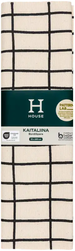 House kaitaliina Elonkorjuu 33x160 cm luonnonvalkoinen/musta PatternLab - 3
