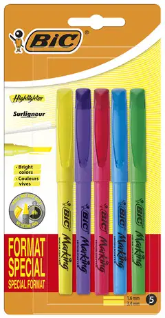BIC Highlighter värilajitelma 5kpl, erilaisia - 2