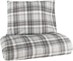 House flanellipussilakanasetti Check 150x210 cm harmaa - 1
