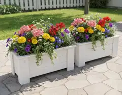 Kukkalaatikko suorakaide, valkoinen, 35x80x41cm - 4