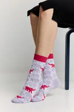 Finlayson naisten nilkkasukat Elefantti Vapaa - Valkoinen/pinkki - 2