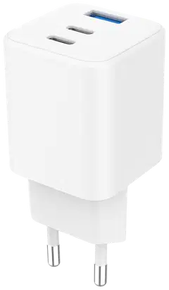 Wave 65 W pikalataava GaN -verkkolaturi, 2 x USB Type-C + 1 x USB-A, valkoinen - 3
