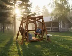 Miljöörakennus Vastakkain istuttava keinu puuvalmis - 4