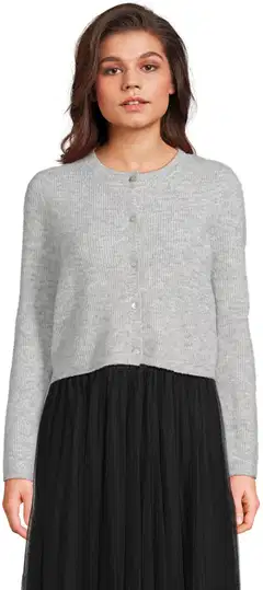 WKLY. naisten lyhyt neuletakki villasekoite 213W312681 - LT GREY MELANGE - 1