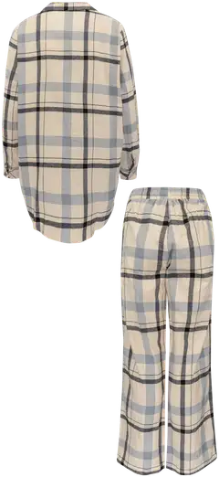 Actuelle naisten flanellipyjama 212A382516 - Beige/black check - 2