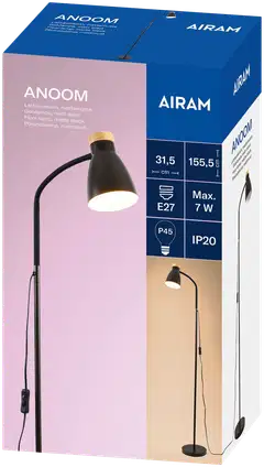 Airam Anoom lattiavalaisin E27 musta/puu - 2