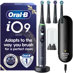 Oral-B iO9 -sähköhammasharja, Giftset, Musta, 4 vaihtoharjaa, Lataava matkakotelo - 1