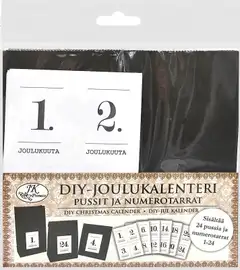 J.K. Primeco DIY-Joulukalenteri Pussit ja numerotarrat musta 24kpl - 1