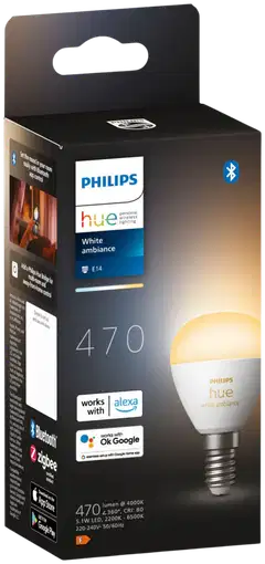 Philips Hue LED-lamppu Luster 5.1W E14 2200-6500K 470LM lämmin valkoinen - 2