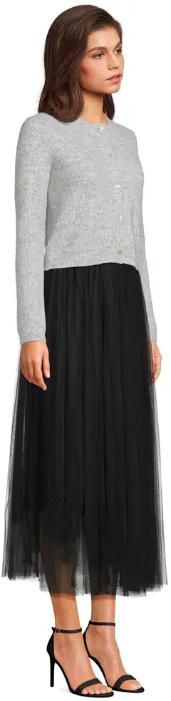 WKLY. naisten lyhyt neuletakki villasekoite 213W312681 - LT GREY MELANGE - 4