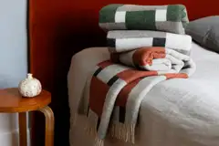 Lapuan Kankurit Punos huopa 130x180cm+hapsut valko-kaneli-musta 100% villa - 2