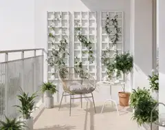 Ritilä/aitaelementti, valkoinen, 60x180cm, Materiaalivahvuus 15x38mm - 4