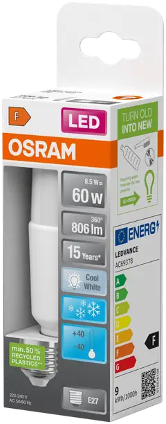 OSRAM LED-pakkaslamppu Star Stick 8W 806lm 4000K E27 muovi - 2