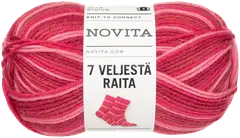 Novita lanka 7 Veljestä Raita 100g ruusuinen uni 938 - 1