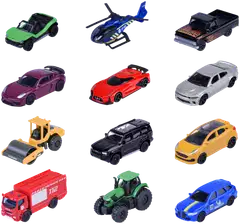 Majorette- Street Cars 12 ajoneuvon pakkaus, 1:64, 7,5 cm, die-cast - 2