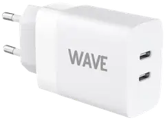 Wave 35W Pikalataava GaN -verkkolaturi, 2 x USB Type-C + USB Type-C -> USB Type-C -kaapeli, Valkoinen - 2