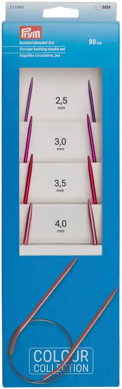 Prym pyöröpuikkosetti alumiinia 80cm, 4 eri kokoa,  2,5 - 3,0 - 3,5 - 4,0mm - 1