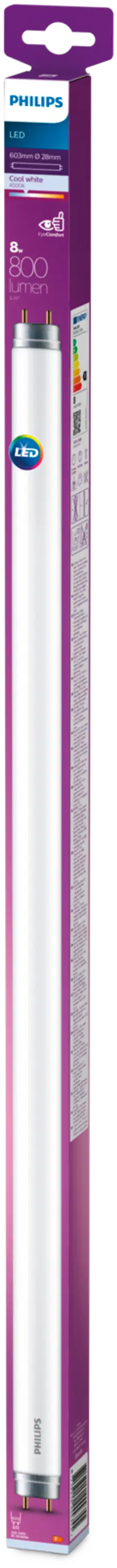 Philips LED loisteputki T8 800lm 8W 600mm G13 4000K huurrettu - 1