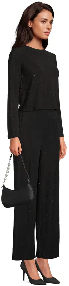 WKLY. naisten juhlavat kimalletrikoohousut wide leg 222W382670 - Black - 4
