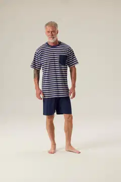 RATIA miesten shortsipyjama - t.sininen/harmaa - 3